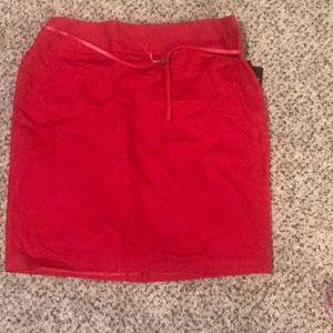 Red pencil knee length skirt